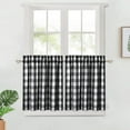thumbnail image 1 of CAROMIO 2Pcs Thick Yarn Dyed Light Filtering Cafe Curtains,Buffalo Plaid Check Gingham Pattern Tier Curtain ,Black/White,28"W x 24"L, 1 of 8