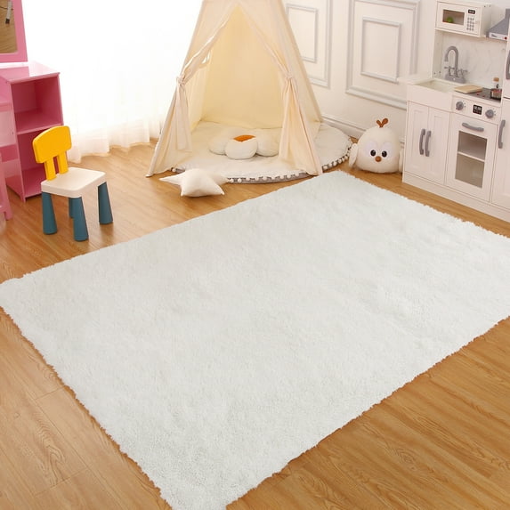 CAROMIO 6' x 9' Large Modern Shag Rugs for Living Room Fluffy Soft Area Rug Plush Carpet for Bedroom Indoor Luxury Fuzzy Rug, White