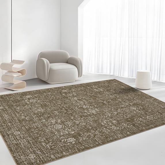 CAROMIO 8' x 10' Area Rug for Dining Room Boho Vintage Floral Bedroom Indoor Carpet, Brown