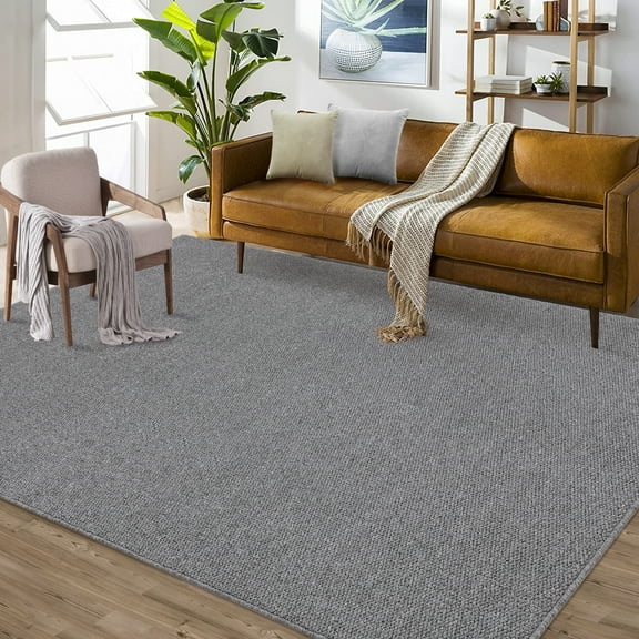 CAROMIO 9' x 12' Area Rug for Living Room Solid Textured Vintage Rug Non Slip Throw Rugs Bedroom Rug, Gray