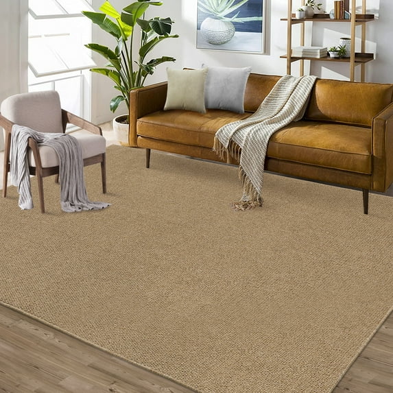 CAROMIO 9' x 12' Area Rug for Living Room Solid Textured Vintage Rug Non Slip Throw Rugs Bedroom Rug, Taupe