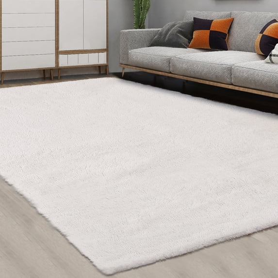 CAROMIO 9 x 12 Fluffy Area Rug for Bedroom, Fuzzy Shag Area Rug for Living Room Non-Skid Plush Large Rug Shaggy Decorative Accent Rug for Indoor Home Floor Carpet, White