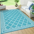 thumbnail image 1 of CAROMIO 9' x 12' PP Tube Woven Outdoor Rug for Patio Clearance, Reversible, Clearance Mat, Rv, Camping, Blue & White, 1 of 7