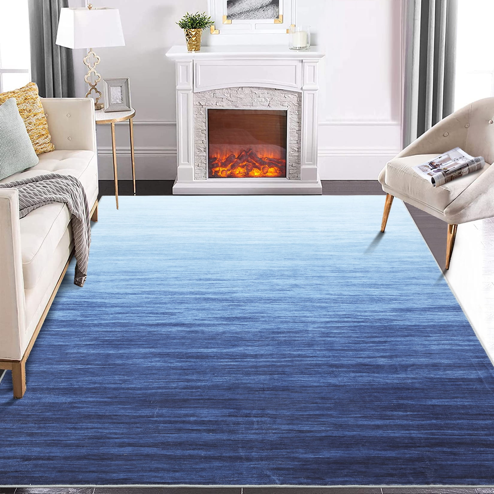 CAROMIO Abstract Area Rug Soft Washable Rug Non-Slip Contemporary Carpet, 5' x 7' Blue