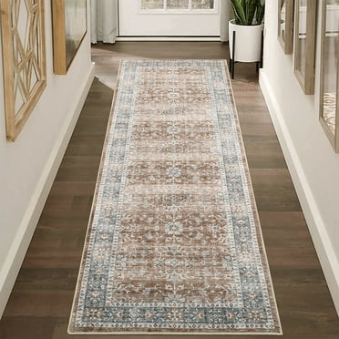 CAROMIO Area Rug 2' x 6' Runner Rug for Living Room Boho Vintage Rug Floral Bedroom Rug, Brown