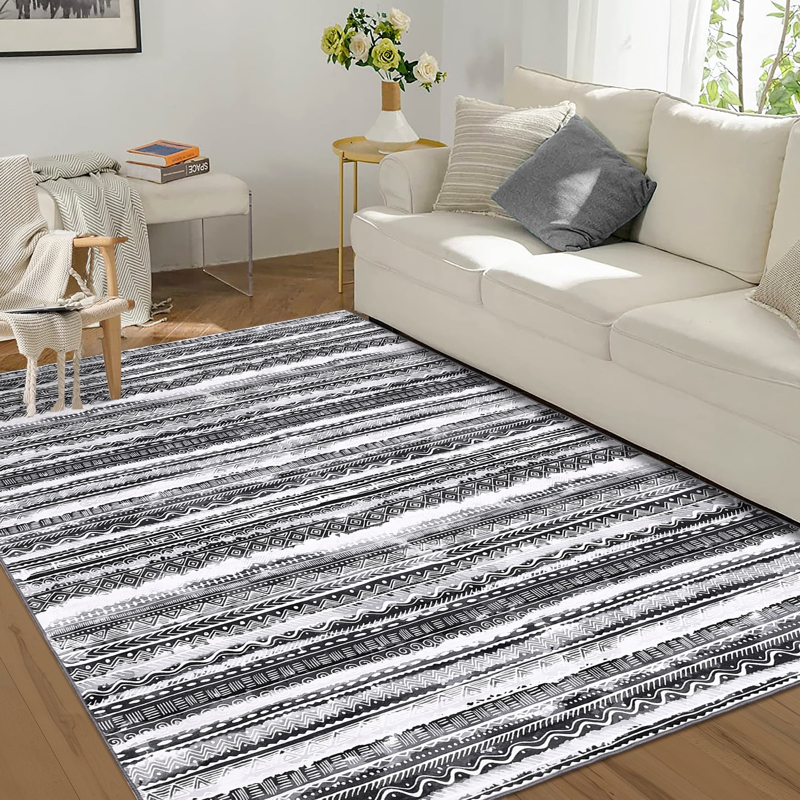 CAROMIO Area Rug Boho Rug Machine Washable Rug Anti-Slip Backing Rugs ...