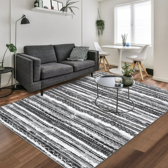 CAROMIO Area Rug Boho Rug Machine Washable Rug Anti-Slip Backing Rugs Geometric Bohemia Area Rug, 8' x 10' Gray