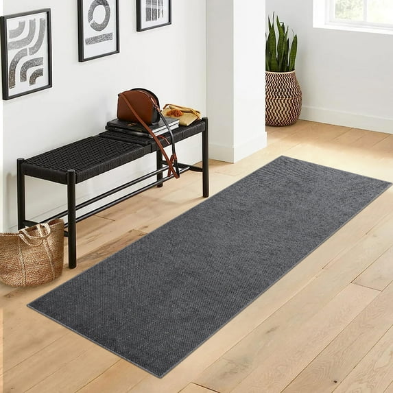 CAROMIO Area Rug Modern Solid Textured Machine Washable Rug Contemporary Carpet Rug for Living Room Farmhouse Dining Table, 2' x 6' Dark Gray