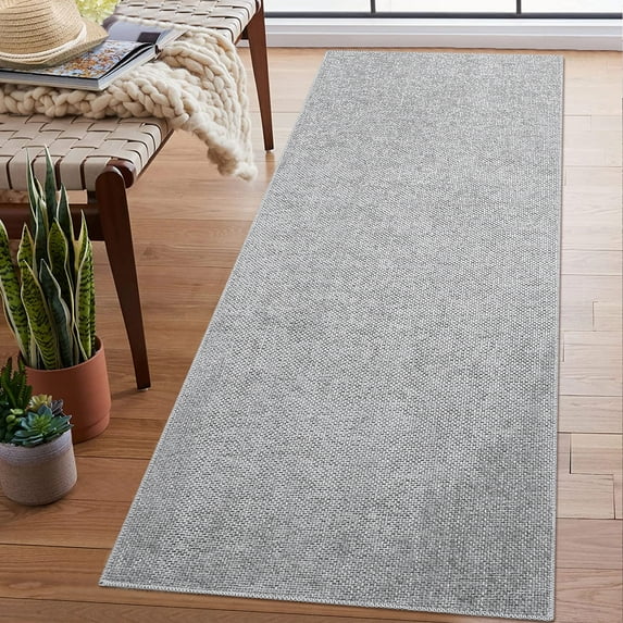 CAROMIO Area Rug Modern Solid Textured Machine Washable Rug Contemporary Carpet Rug for Living Room Farmhouse Dining Table, 2' x 6' Pale Gray