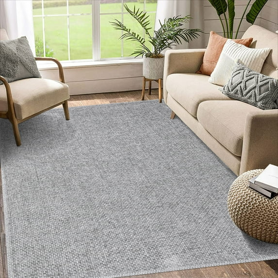 CAROMIO Area Rug Modern Solid Textured Machine Washable Rug Contemporary Carpet Rug for Living Room Farmhouse Dining Table, 4' x 6' Pale Gray