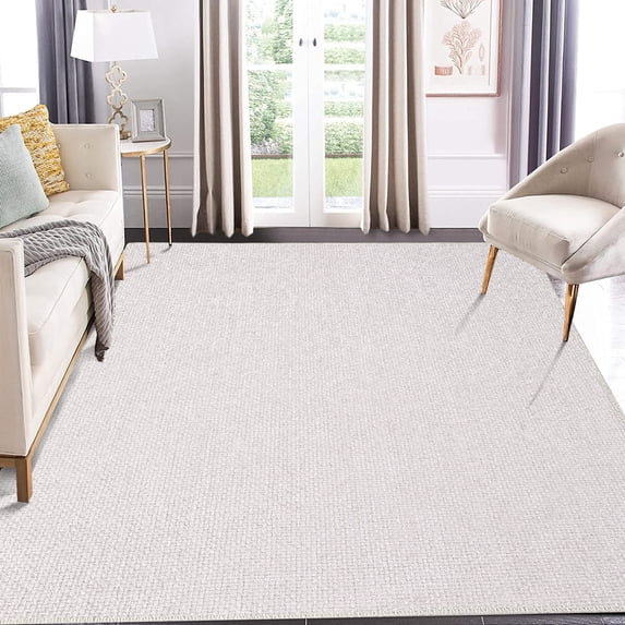 CAROMIO Area Rug Modern Solid Textured Machine Washable Rug Contemporary Carpet Rug for Living Room Farmhouse Dining Table, 8' x 10' Beige