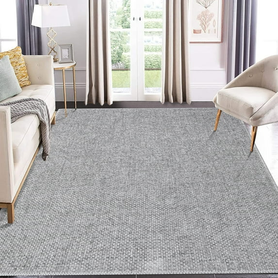 CAROMIO Area Rug Modern Solid Textured Machine Washable Rug Contemporary Carpet Rug for Living Room Farmhouse Dining Table, 8' x 10' Pale Gray