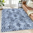 thumbnail image 1 of CAROMIO Area Rug Moroccan Geometric Area Rug Soft Indoor Floor Carpet Vintage Trellis Distressed Floor Cover, 5' x 7' Blue, 1 of 7