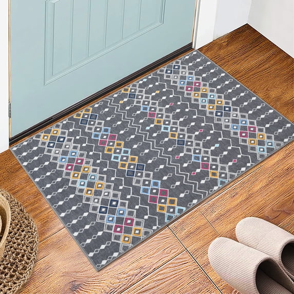 CAROMIO Area Rug Moroccan Rugs Non-Slip Rubber Backing Stain-Resistant Boho Abstract Carpet for Bedroom Dining Nursery Room Home Office, 2' x 3' Gray