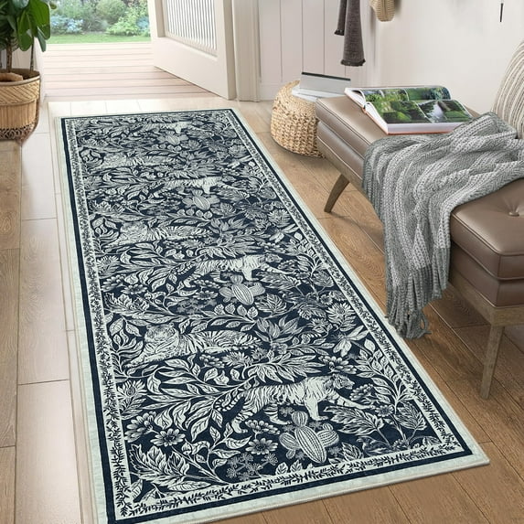 CAROMIO Area Rug Washable Modern Animal Floor Decor Perfect for Living Dining Room, 2' x 6' Blue