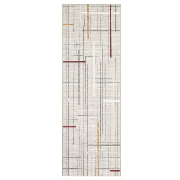 CAROMIO Area Rug Washable Modern Geometric Floor Decor Perfect for Living Dining Room, 2' x 6' Beige