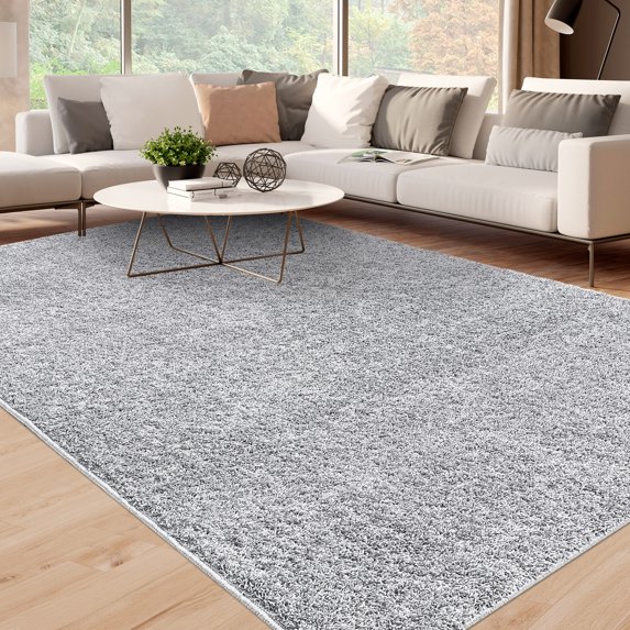 CAROMIO Area Rug with Shaggy Fluffy Surface Modern Solid Shag Plush Rug Luxury Thick Shaggy Rug for Bedroom Kids Room Living Room, 6' x 9' Gray