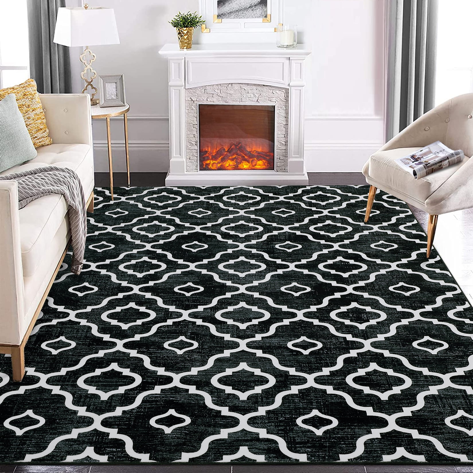 CAROMIO Area Rugs Boho Moroccan Rugs for Living Room Stain Resistant ...