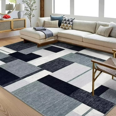 CAROMIO Area Rugs Modern Rug for Bedroom Soft Rug Contemporary Boxes Print Accent Rug Non Slip Low Pile Throw Carpet, 8' x 10' Gray