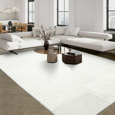 CAROMIO Area Rugs Washable Rug Modern Abstract Rugs Geometric Rug Non-Shedding Print Country Boho Rug Non Slip Bedroom Living Room Office, 8' x 10' Beige