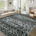 thumbnail image 1 of CAROMIO Black 10' x 13' Area Rug Boho Distressed Machine Washable Modern Geometric Moroccan Carpet, 1 of 5