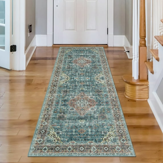 CAROMIO Boho Runner Rug 2 x 6 Feet Washable Hallway Rug Vintage Floral Runner Rug for Entrance
