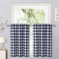 thumbnail image 1 of CAROMIO Kitchen Curtains for Bathroom, Navy Blue Buffalo Checker Pattern Small Tier Curtains 30 Inch Length Plaid Gingham Water Resistant Farmhouse Caf Curtain Set Bathroom Window Curtain, Set of 2 Tiers 2 x W 28" x H 30" Navy Blue/White, 1 of 7