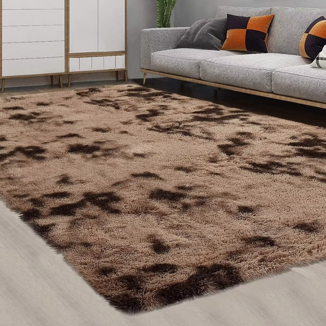 CAROMIO Coffee High Pile Fully Shag Rugs Non-Slip Home Decor for Sitting room living room Bedroom, 5 x 8 feet