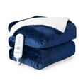 thumbnail image 1 of CAROMIO Electric Blanket Full Size 72" x 84", Thick Flannel & Sherpa Heated Blanket Full with 5 Heating Levels & 4 Hours Auto Off, Overheating Protection, Navy Blue, 1 of 7