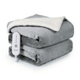 thumbnail image 1 of CAROMIO Electric Blanket Full Size 72" x 84", Thick Flannel & Sherpa Heated Blanket Full with 5 Heating Levels & 4 Hours Auto Off, Overheating Protection, Pale Gray, 1 of 7