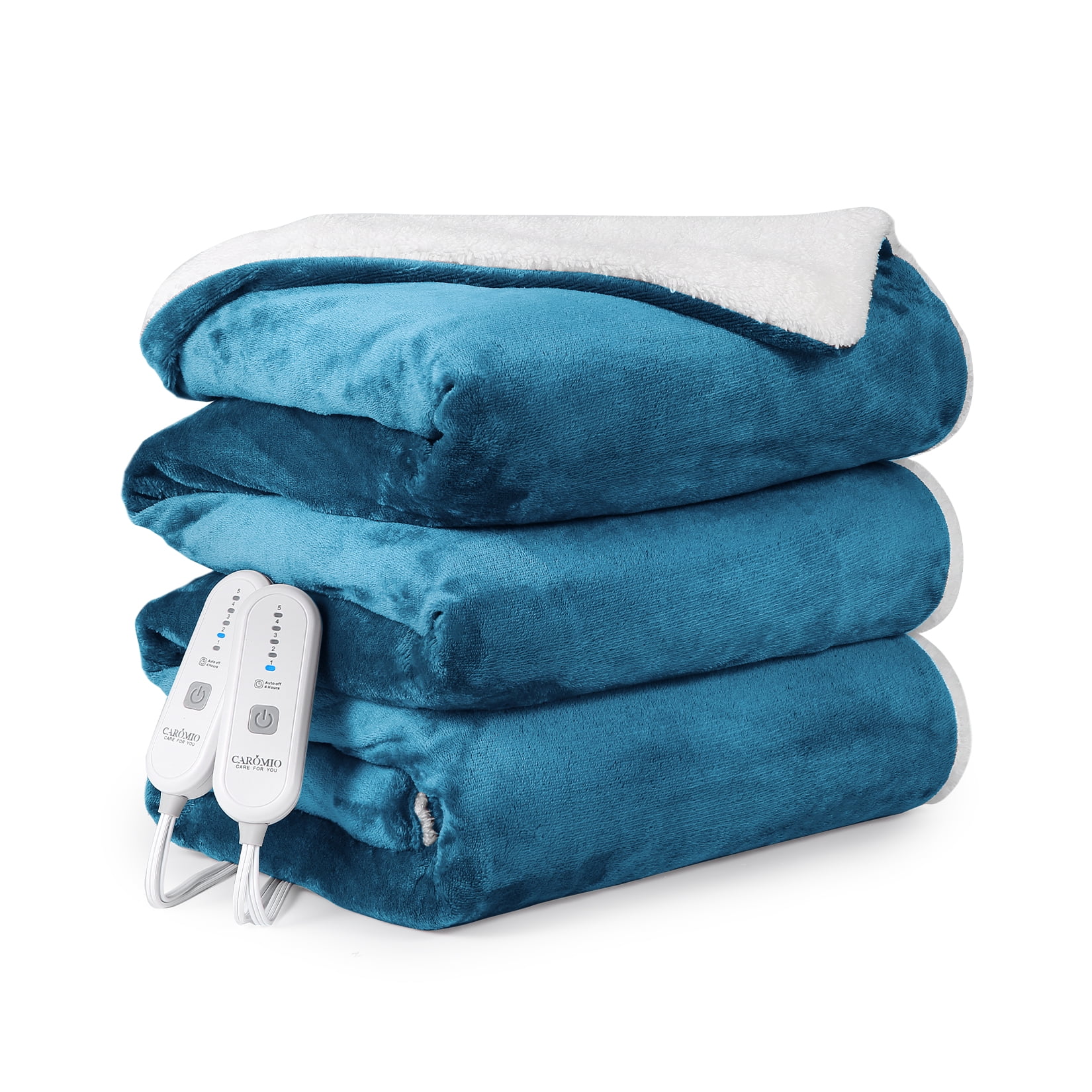 CAROMIO Electric Blanket King Size 90" x 100", Large Thickened Sherpa Heated Blanket King with