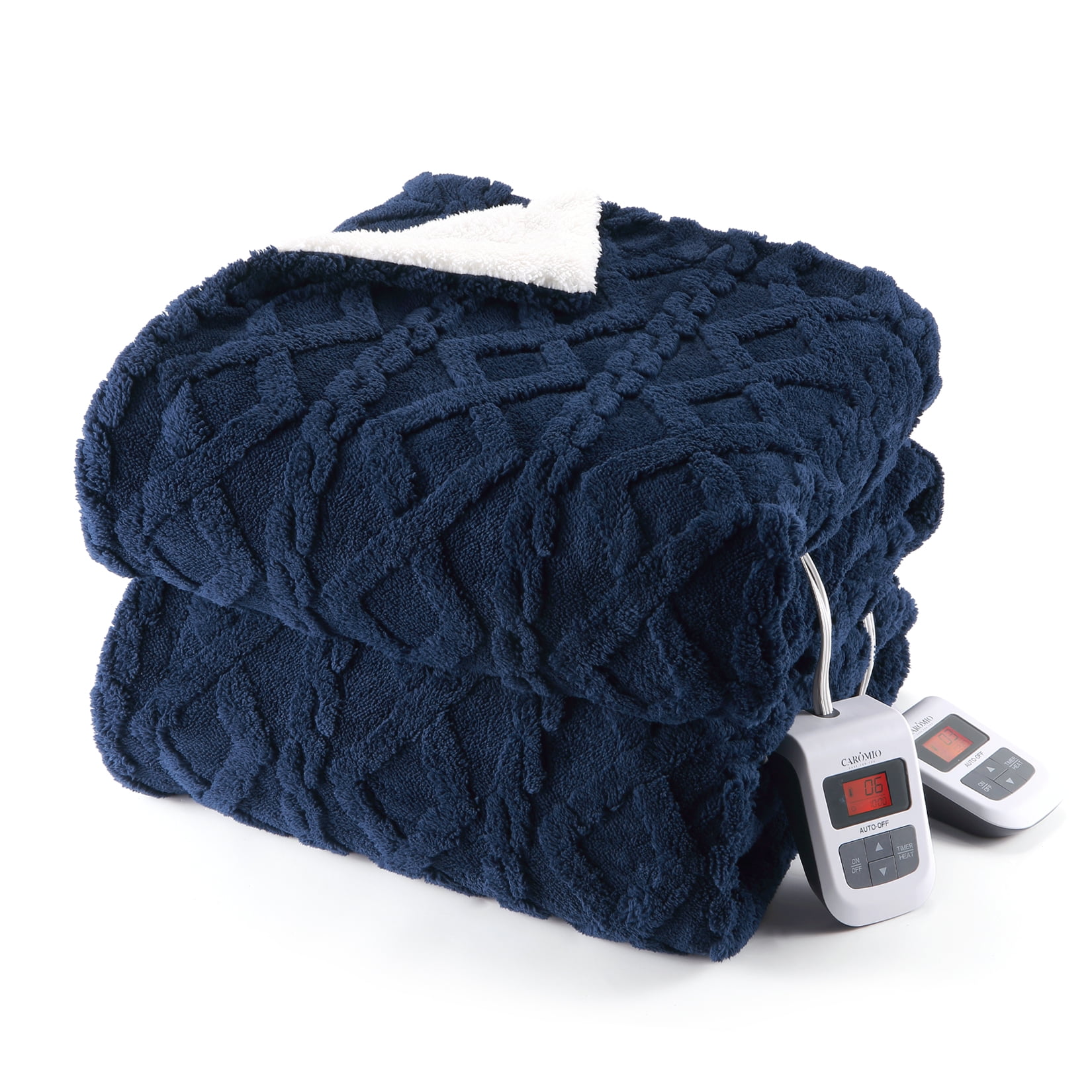 CAROMIO Electric Blanket Queen Size Dual Control Thick Tufted Sherpa Heated Blanket Queen with
