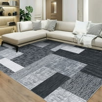 CAROMIO Geometric Modern Rug Rug for Living Room Washable Rugs Non Slip Rug Contemporary Carpet for Bedroom Soft Rug, 8' x 10' Gray