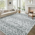 thumbnail image 1 of CAROMIO Gray 9' x 12' Area Rug Boho Distressed Machine Washable Modern Geometric Moroccan Carpet, 1 of 5