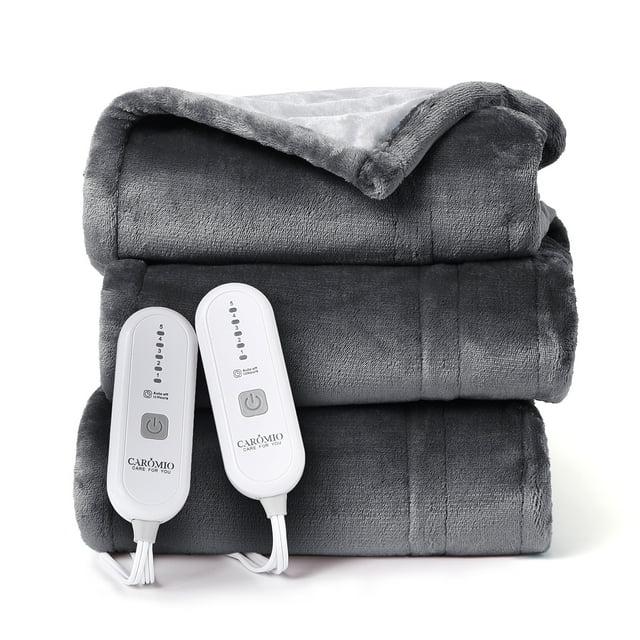 CAROMIO Heated Blanket Electric Throw Queen Size with Dual Control