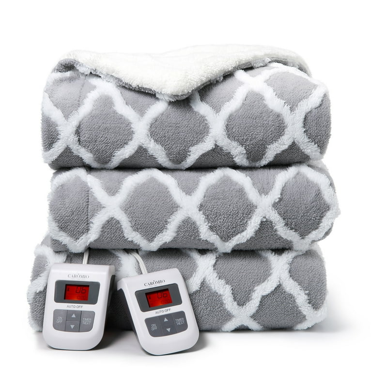 CAROMIO Heated Blanket with Dual Control Sherpa Tufted Electric