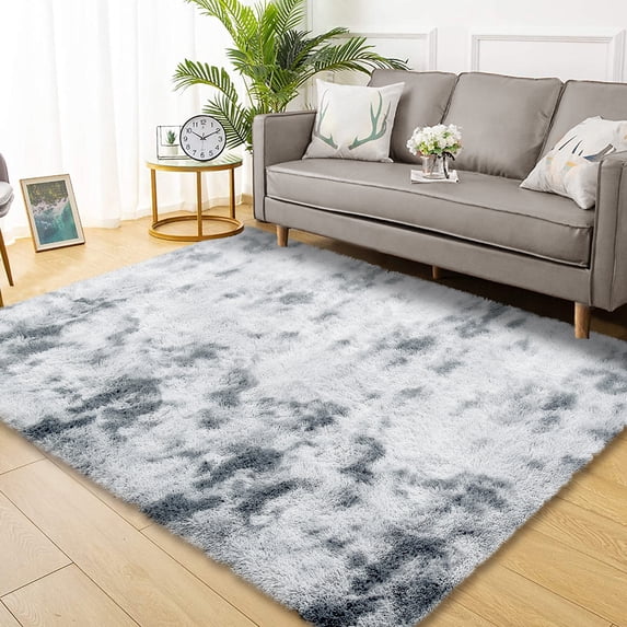 CAROMIO Large Fluffy Area Rug 9' x 12' Area Rug for Living Room, Shaggy Non-Skid Plush Floor Cover Accent Rug for Indoor Bedroom Carpet, Light Gray