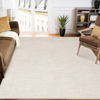 CAROMIO Large Solid Machine Washable Area Rug Non-Slip Low-Pile Modern Area Rug for Living Room Bedroom, 9' x 12' Beige