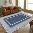 thumbnail image 1 of CAROMIO Machine Washable Bordered Bedroom Rug Modern Rug Ultra-Thin Low Pile Accent Rug Non Slip Carpet for Living Room Dining Room Home Office, 6' x 9' Blue, 1 of 7