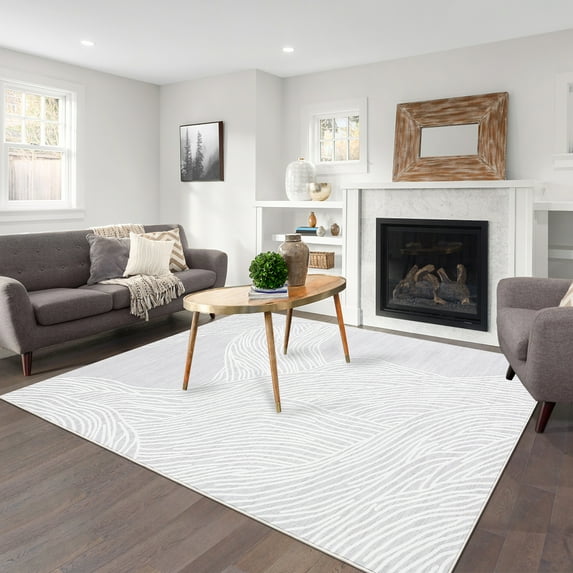 CAROMIO Modern Abstract Area Rug for Living Room Washable Indoor Room Decor Carpet, 9' x 12' Gray