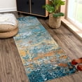 thumbnail image 1 of CAROMIO Modern Abstract Runner Rug Printed Area Rugs Machine Washable Rug Soft Velvet Mat Foldable Accent Rug for Living Room Bedroom Dining Room, 2' x 6' Yellow Blue, 1 of 6