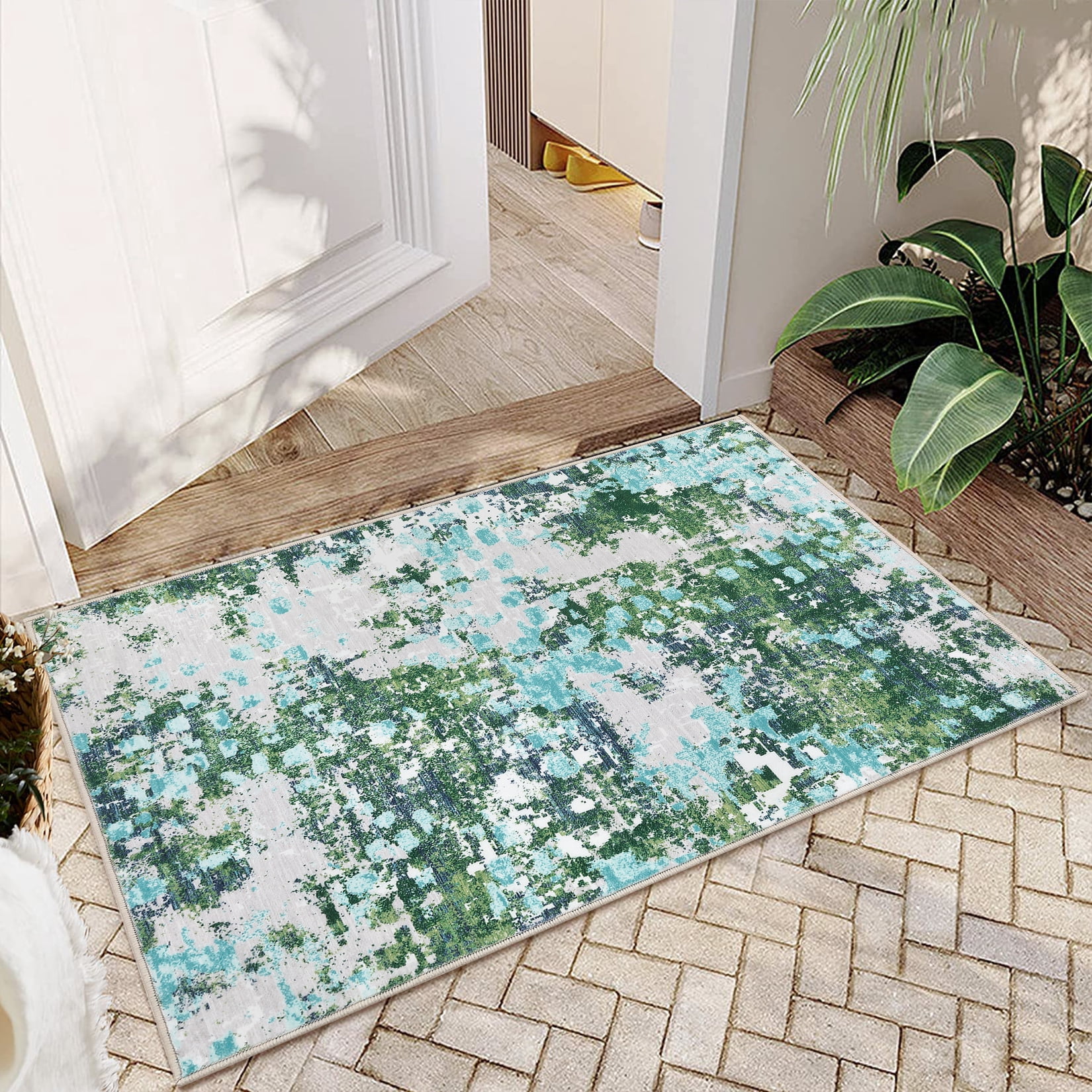 CAROMIO Modern Abstract Small Rugs Non Slip Soft Rug Low Pile Stain ...