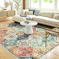 thumbnail image 1 of CAROMIO Moroccan Trellis Distressed Area Rugs Stain Resistant Non-Slip Floor Carpet Rug Vintage Medallion Accent Rug, 4' x 6' Orange, 1 of 6