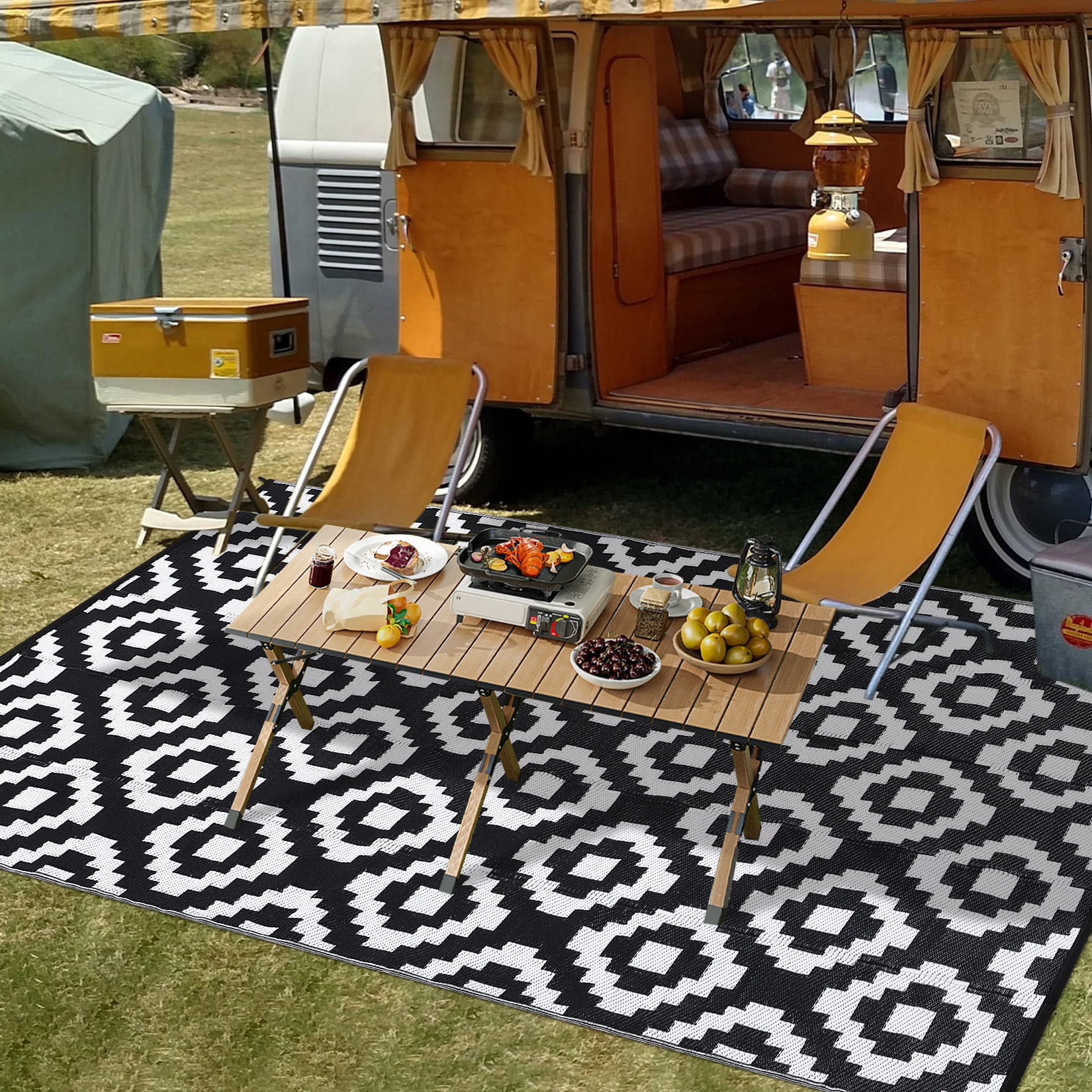 CAROMIO Outdoor Area Rug Reversible Outdoor Rugs Waterproof Plastic