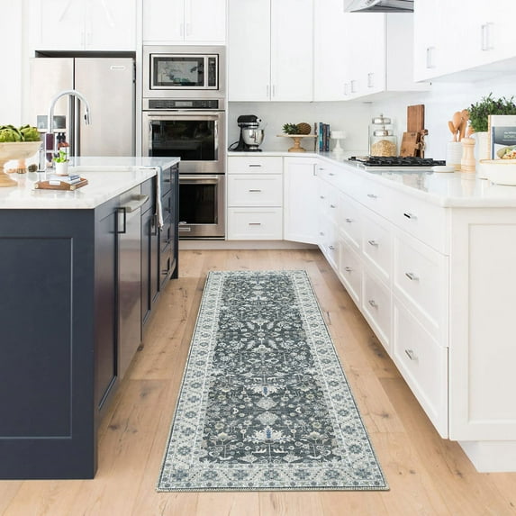 CAROMIO Persian Area Rug Washable Traditional Distressed Area Rugs Retro Design Indoor Floor Cover Carpet, 2' x 6' Gray