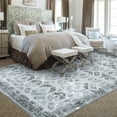 thumbnail image 1 of CAROMIO Persian Rug Vintage Bohemian Distressed Rug Oriental Floral Printed Rug Boho Chenille Soft Floor Cover for Living Room Bedroom Non-Slip Low Pile , 5' x 7' Grey, 1 of 5