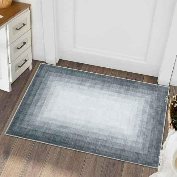CAROMIO Rug Modern Bordered Area Rug for Living Room Dining Room Rug Bedroom Carpet Indoor Non Skid Rubber Backed Rugs, 2' x 3' Gray