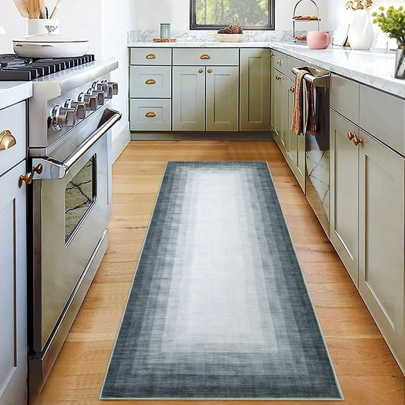 CAROMIO Rug Modern Bordered Area Rug for Living Room Dining Room Rug Bedroom Carpet Indoor Non Skid Rubber Backed Rugs, 2' x 6' Gray