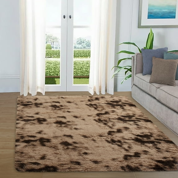 CAROMIO Shag Area Rug 6' x 9' Indoor Plush Tie-dyed Fluffy Rugs Shaggy Carpet Rugs for Bedroom Living Room, Brown