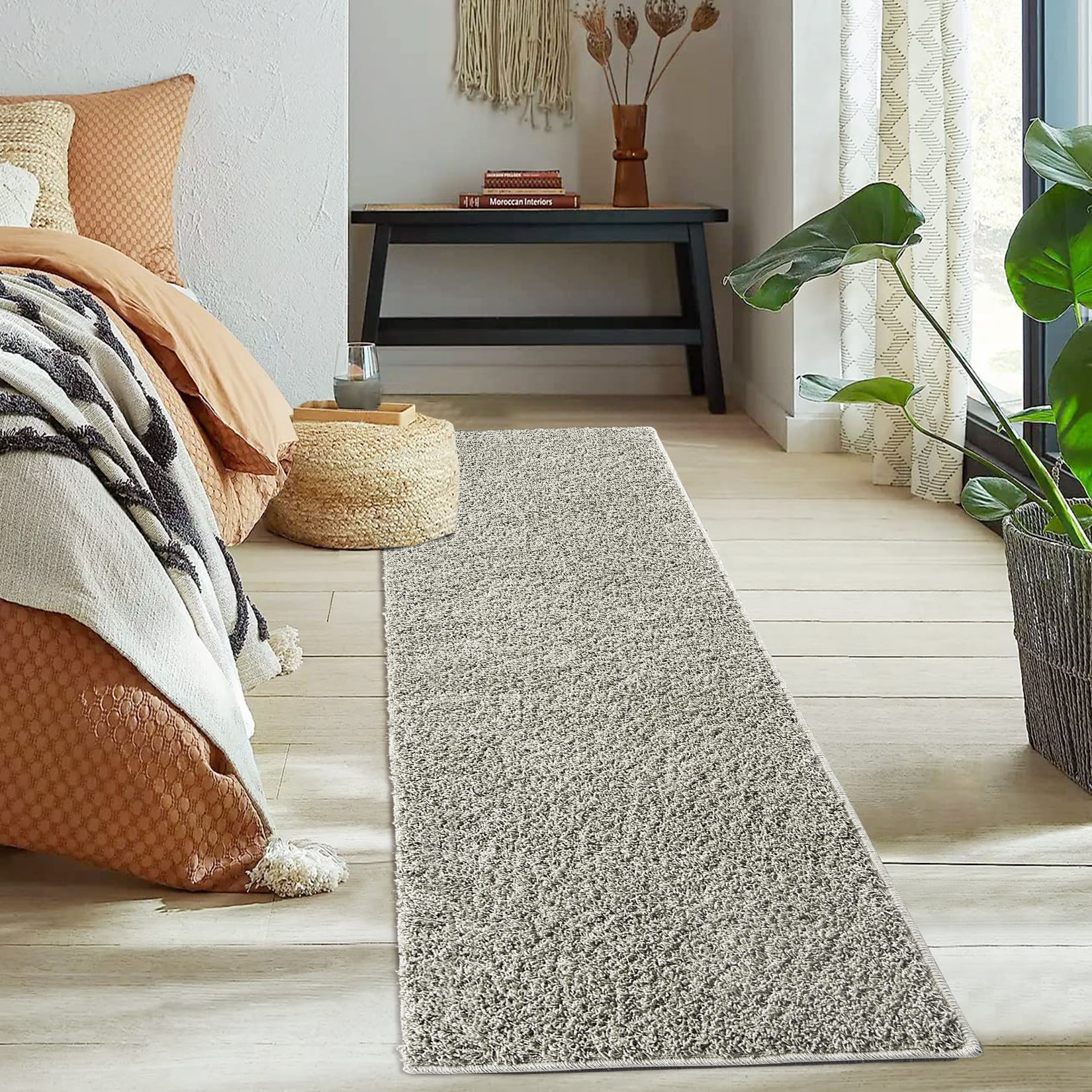 CAROMIO Shag Runner Rug 2' x 8' Solid Soft Entryway Area Rug Indoor